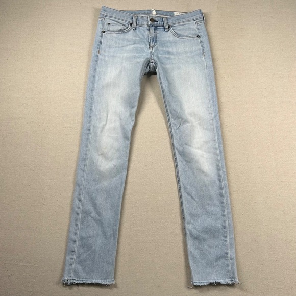 Rag & Bone Jeans Womens 25 The Dre Low Rise Slim Boyfriend Raw Hem Light Wash - Picture 1 of 15
